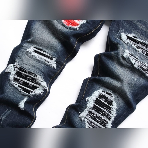 New Men's Designed Unique Street Urbanwear Jeans Multiple Sizes - Picture 4 of 4